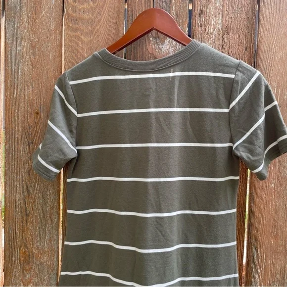 MAURICES Women’s Striped Olive Green T-Shirt Short Sleeve Dress Size XS - Picture 8 of 9